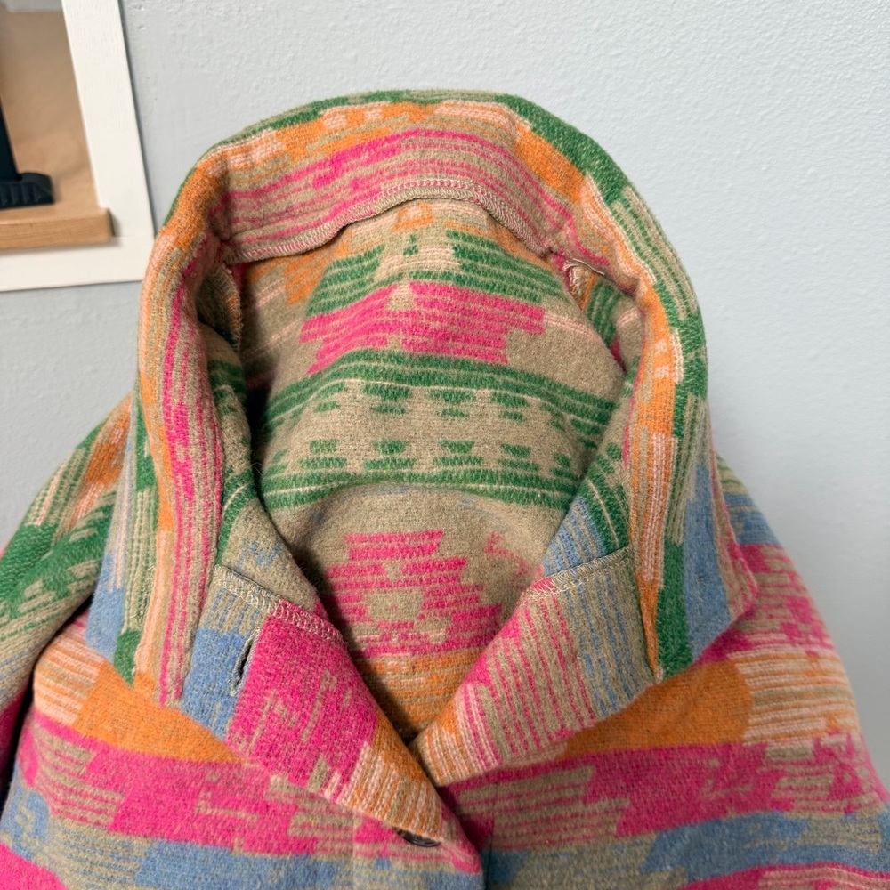 Multicolor Patterned Women's Jacket/Shacket - Bright Stripe Design - Picture 11 of 15